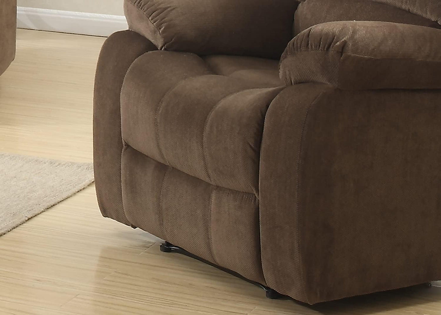 AC Pacific Bill Modern Fabric Upholstered Living Room Reclining with Padded Pillow Top Armrests, Chair, Walnut