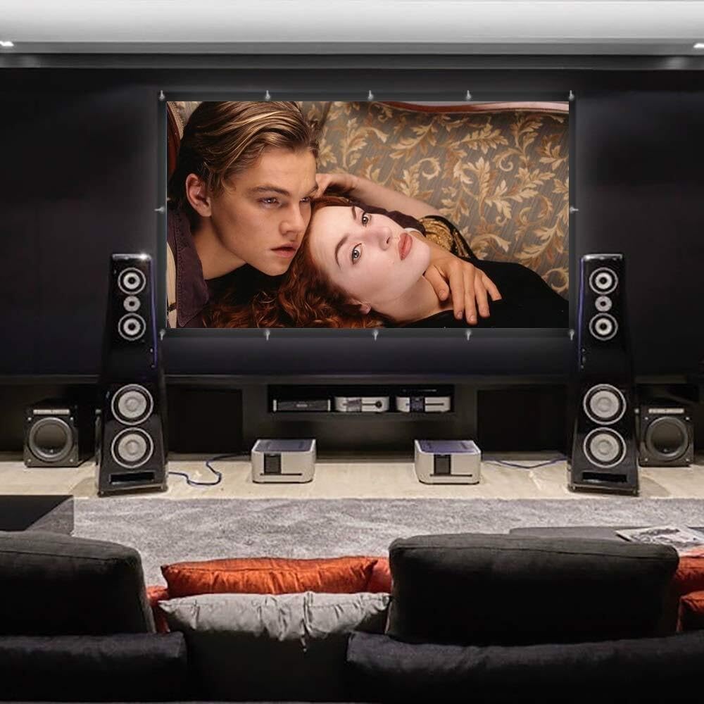 100 Inch 16:9 Foldable Projector Screen, Matt White Polyester Front/Rear Projection Screen for Home Theater, Easy Install, Portable