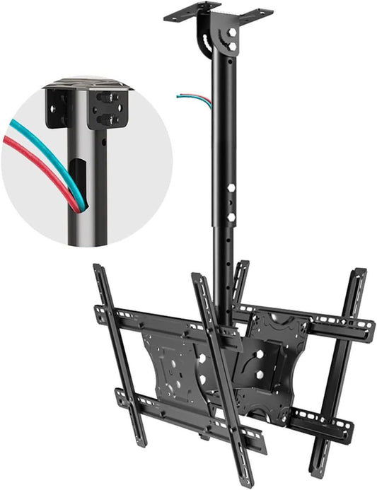 Tv Double Tv Ceiling Mount-Adjustable Height Telescopic Tv Bracket,Tilt and Swivel Tv Ceiling Bracket,Fits Flat and Curved Ceilings