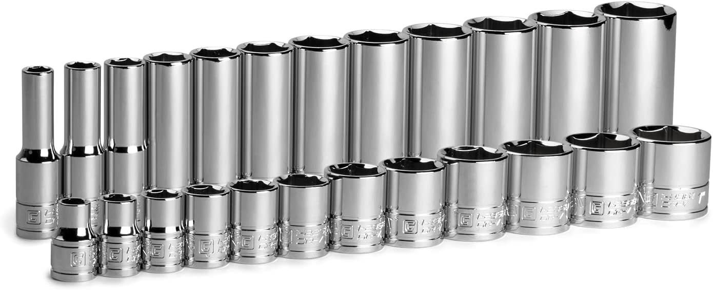 Capri Tools 3/8 in. Drive Shallow and Deep Chrome Socket Set, 6-Point, 8 to 22 mm, 30-Piece