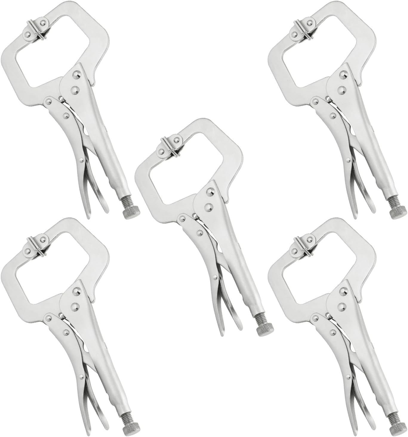 4 Pack 18 Inch C Clamp Locking Pliers,Locking C Clamp, Adjustable Nickel Plated C Pliers For Wood Working, Welding, Electrician Maintenance and more, by GENHAKON