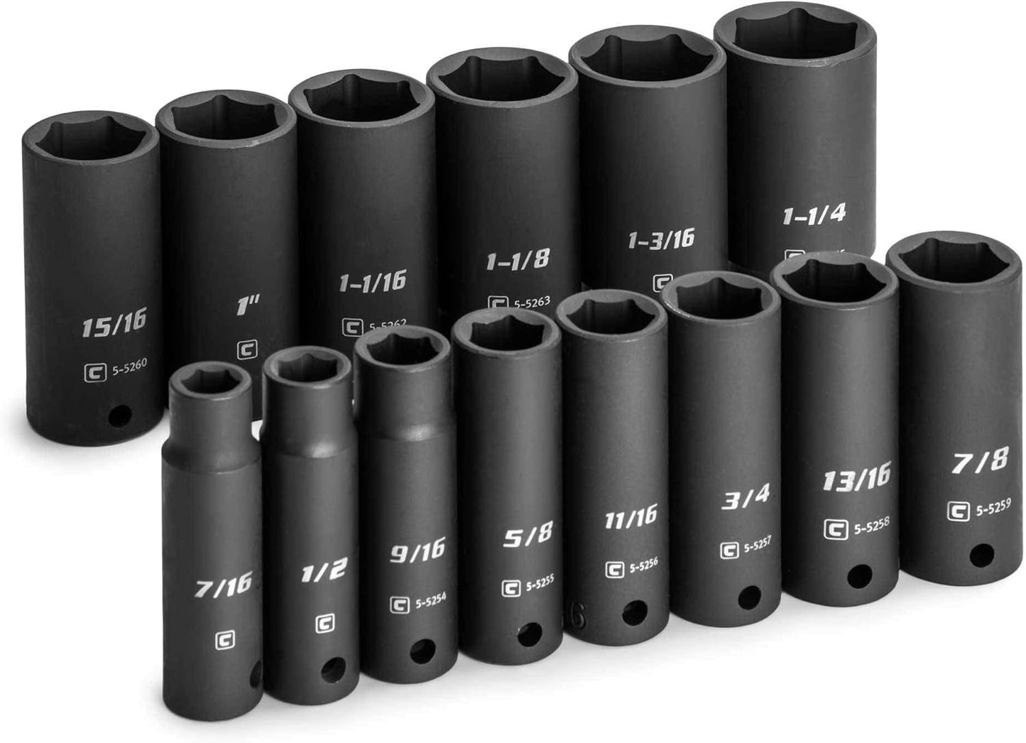 Capri Tools 1/2 in. Drive Shallow Impact Socket Set, 10 to 27 mm, Metric, 18-Piece