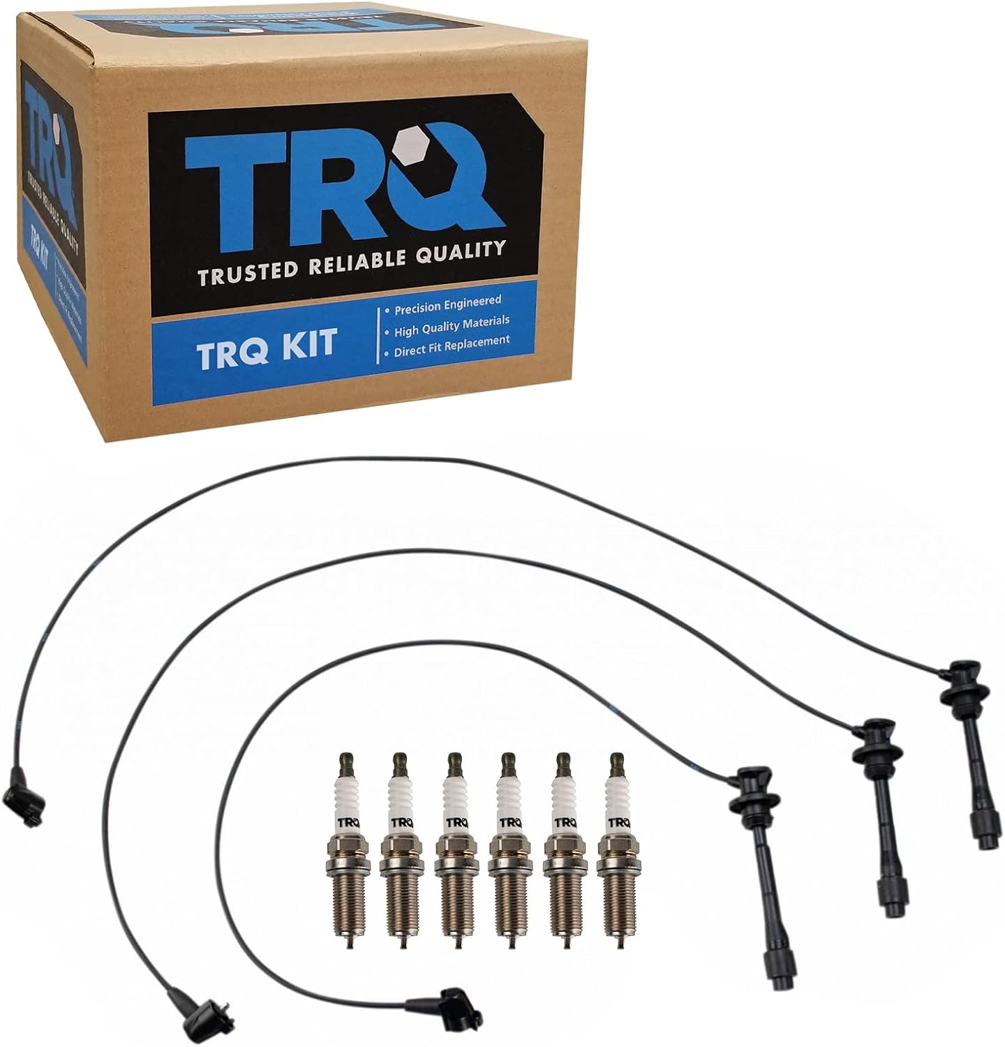 TRQ Ignition Kit Spark Plugs Wire Set Compatible with 2011-2019 Ford Fiesta