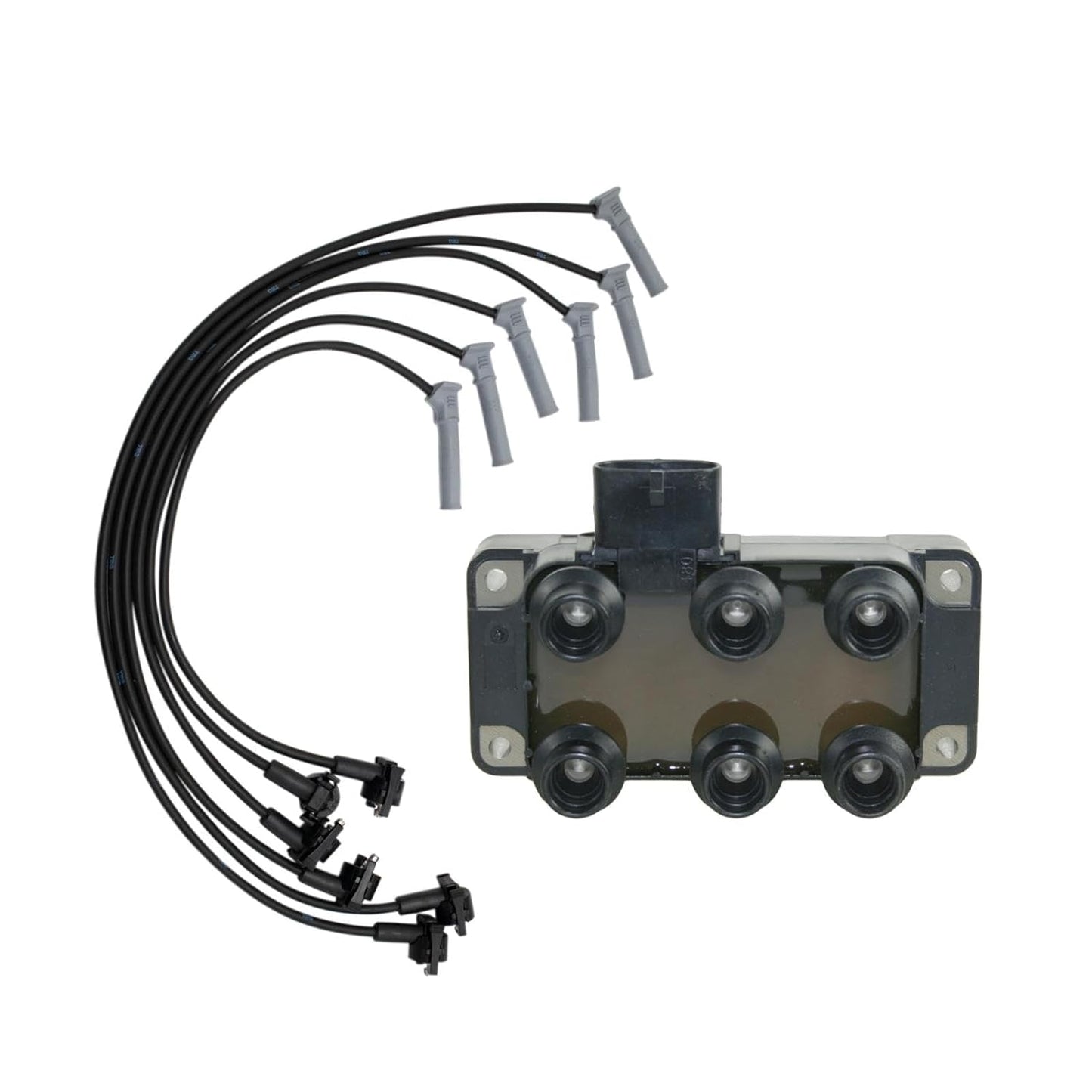 TRQ Ignition Kit Ignition Coil Spark Plugs Wire Set Compatible with 2003-2004 Ford Focus