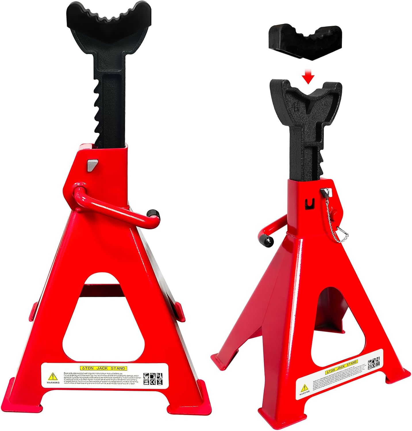 6 Ton Jack Stands, 15.6"-23.4" Adjustable with Double Pin Locking,Heavy Duty Jack Stands with Extra Rubber Pads,Car Lifts for Home Garage,Lifting Various Vehicles,1 Pair Black