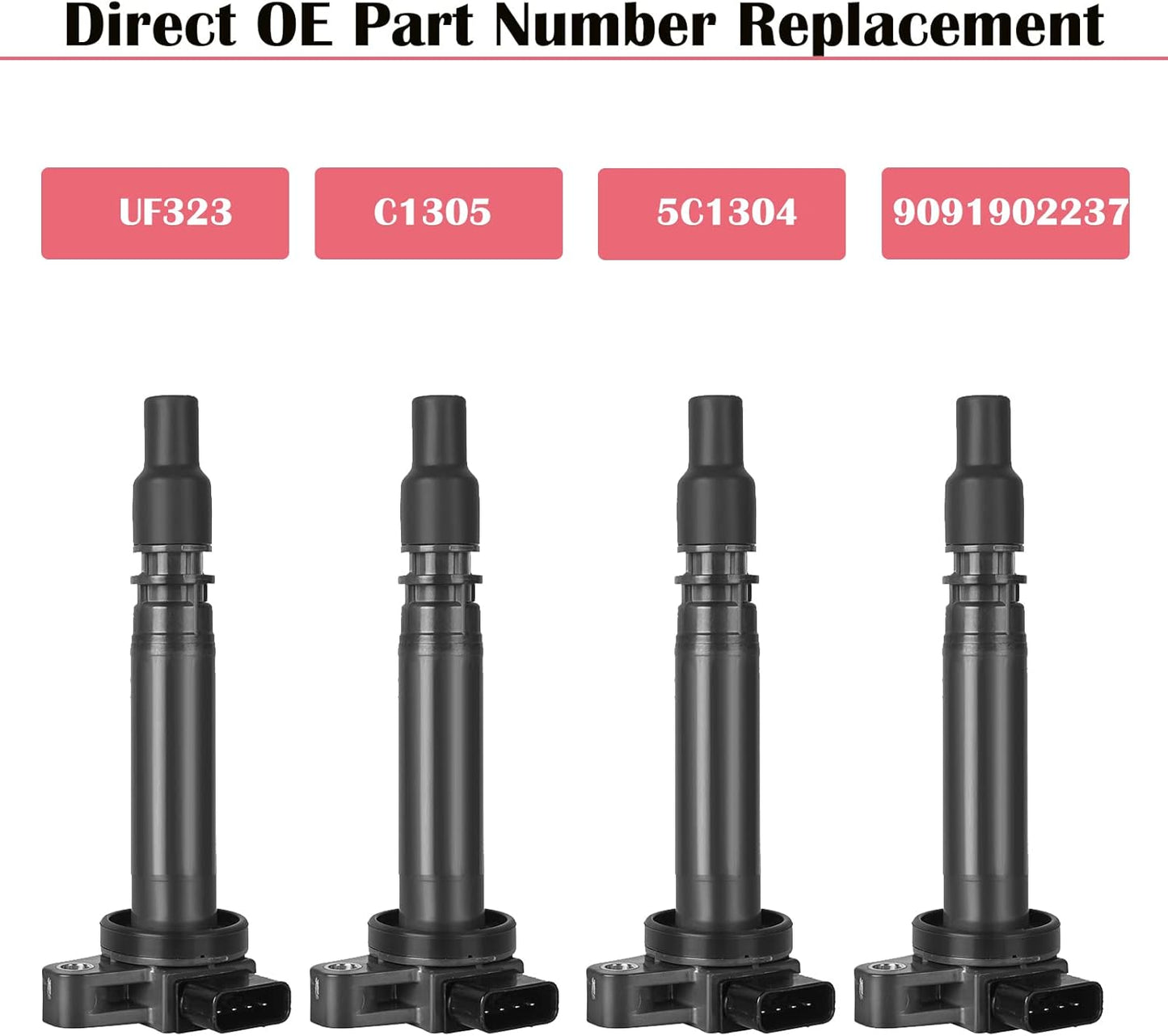 Set of 4 Ignition Coil Packs Fits for 2.4L 2.7L 2000 2001 2002 2003 2004 Toyota Tacoma L4 2.4 2.7 Coils Replacement OE# UF323 C1305 90919-0223