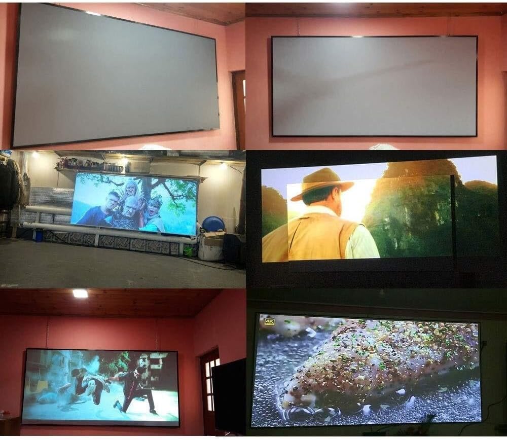 100 Inch Portable Projector Screen, High Brightness Reflective Cloth Anti-Light Grey Screen for Home Theater, Travel, 16:9