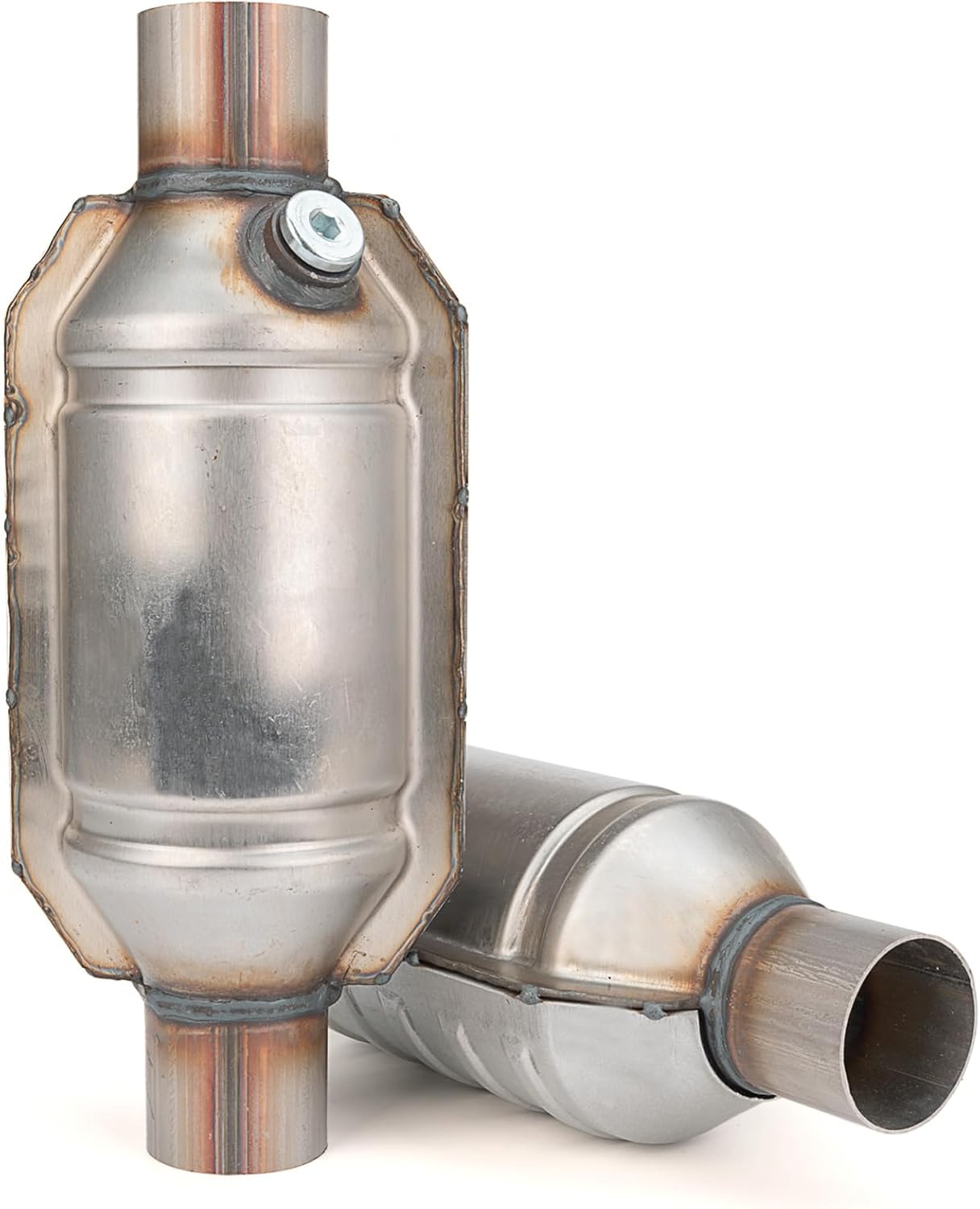 2.5 Inch Inlet/Outlet Universal High Flow Front Catalytic Converter Direct-Fit with O2 Port(EPA Compliant)