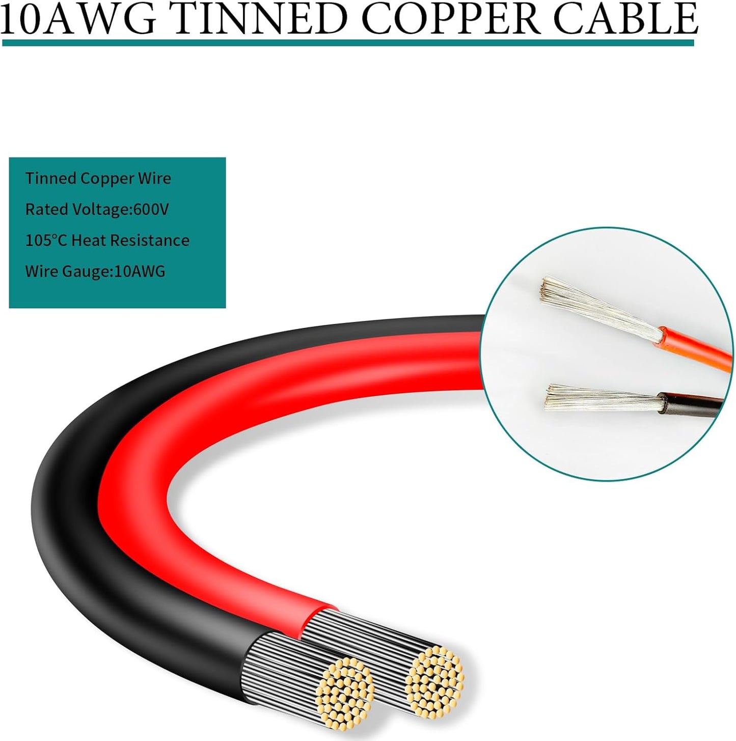 10AWG Tinned Copper Wire XT60i to Solar Panel Connector Extension Cable 35FT – Heavy-Duty Solar to XT60i Cable for RC Batteries, Drones, Solar Power Systems, and Renewable Energy Applications