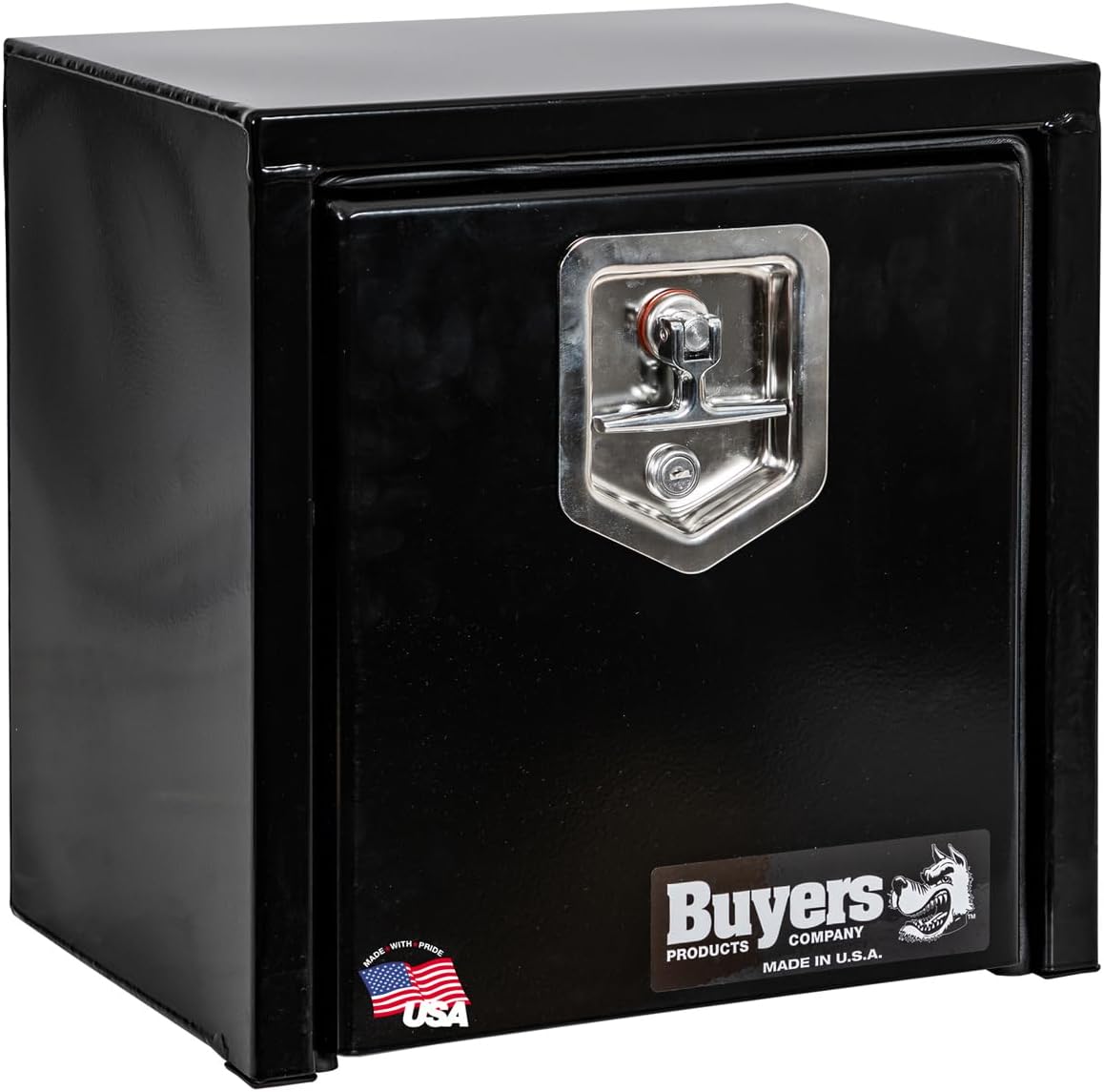Buyers Products 1702300 Black Steel Underbody Truck Box w/ T-Handle Latch, 18x18x24 Inch, Contractor Toolbox For Organization And Storage, Job Tool Chest