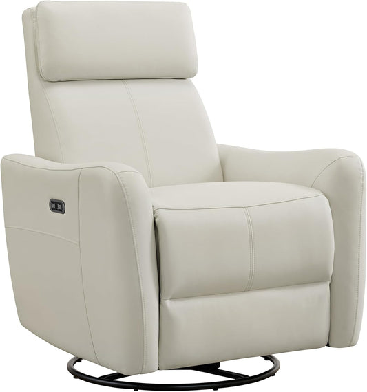 Swivel Recliner Chair, Glider Rocker Recliners Nursery Chairs, Power Rocker Recliner Chairs with USB Port, Type-C Charger, Upholstered Electric Rocking Chair for Living Room, Bedroom, White