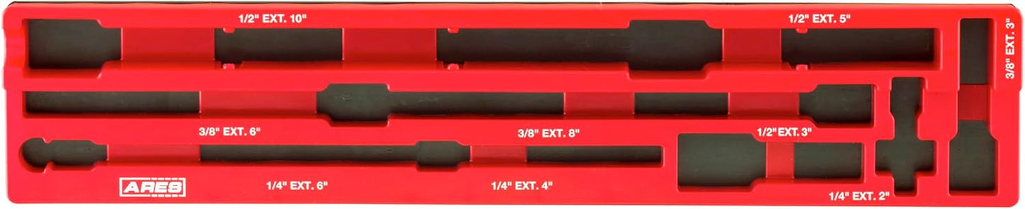 ARES 27094 – 3-Piece 3/8-Inch Drive Locking Impact Socket Extension Set – Aluminum Locking Ring Collar for Quick Release of Sockets and Accessories – 3-Inch, 6-Inch, and 12-Inch Extensions