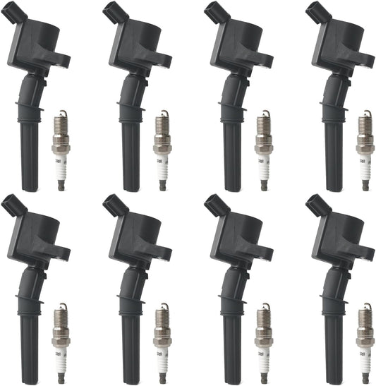 Set of 8 Ignition Coil Pack & Iridium Spark Plugs Compatible with V8 5.4L 4.6L Ford Expedition F150 F250 F350 Explorer Excursion E150 E250 E350 Crown Victoria Mustang Lincoln Replace DG508 FD503 SP479
