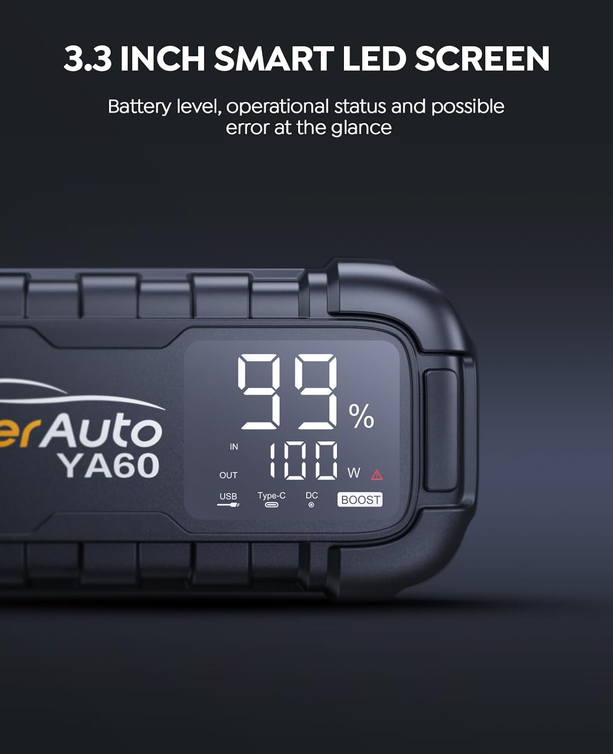 YaberAuto Jump Starter 8000A 65W Fast Charging (All Gas/12.0L Diesel) Portable Car Battery Jump Starter Pack, Jump Box Car Battery Jumper Starter Portable Jumper Cables, 150W DC, 600LM Lights
