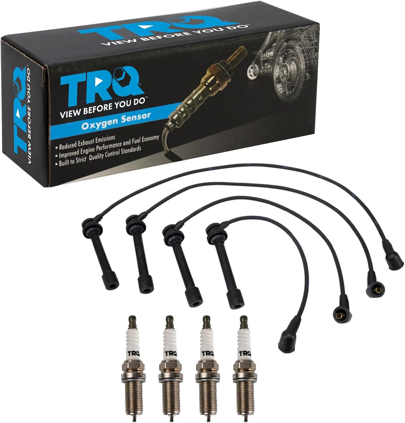 TRQ Ignition Kit Spark Plugs Wire Set Compatible with 2011-2019 Ford Fiesta