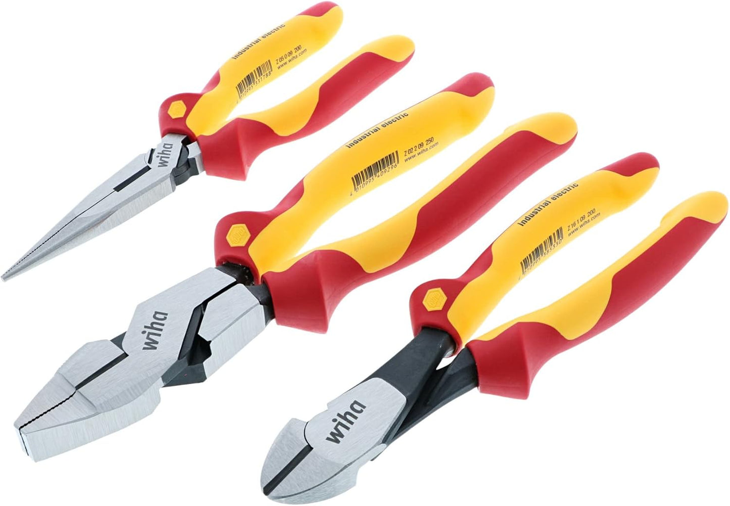 Wiha 32968 3 Piece Insulated Industrial Grip Pliers and Cutters Set, Red