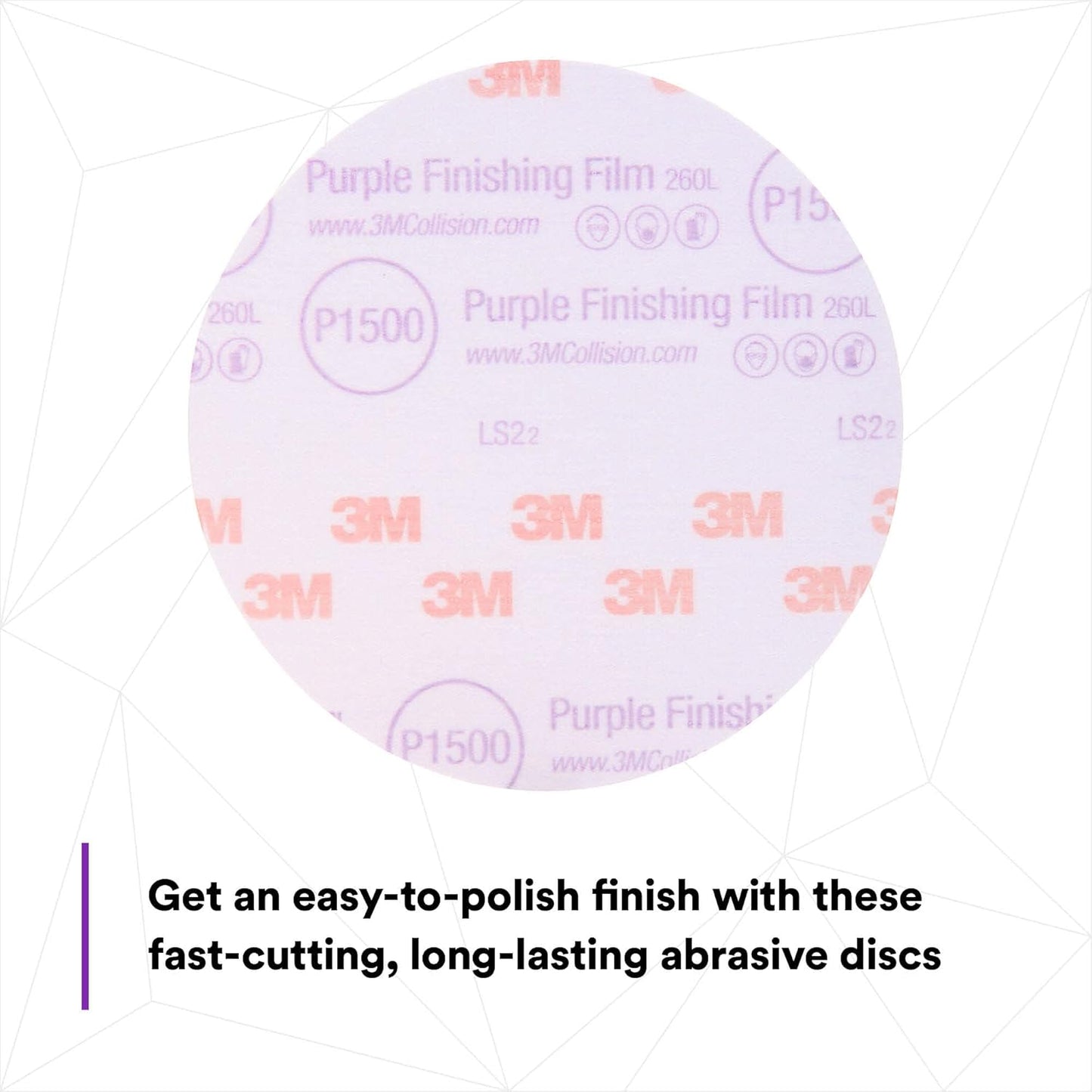 3M Hookit Purple Finishing Film Abrasive Disc 30667, 6 in, 1500+ Grade, 50 Pack, Clear Coat Sanding, Paint Finishing, Defect Removal, Long Lasting