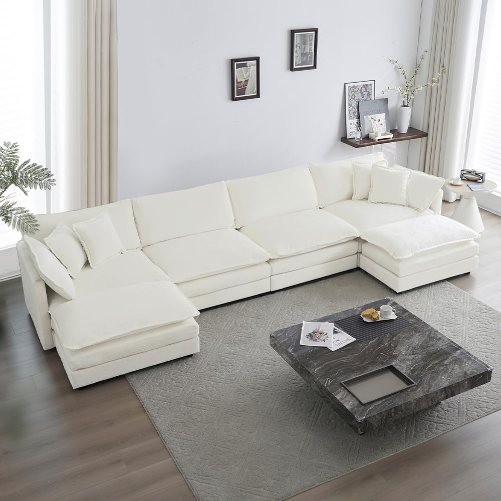 WILLIAMSPACE 41" Single Sofa Chair, Modern Upholstered Armchair with 1 Toss Pillow, Small Cream Couch Chair for Living Room, Deep Seat Reading Sofa for Bedroom Apartment, Chenille Fabric (Cream White)
