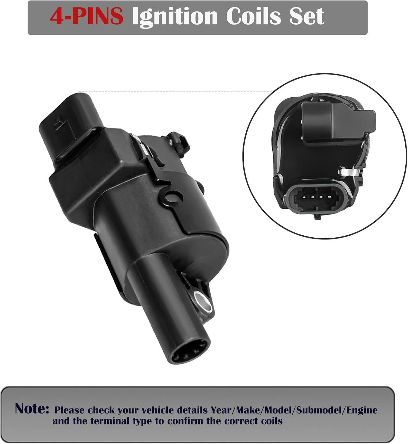 Set of 8 Round Ignition Coil Pack for 5.3 4.8 V8 Chevy Silverado Suburban Tahoe Avalanche GMC Yukon Sierra Canyon Savana 2007 2008 2009 2010 2011 2012 2013 2014 2015 2016 2017 Coils UF414