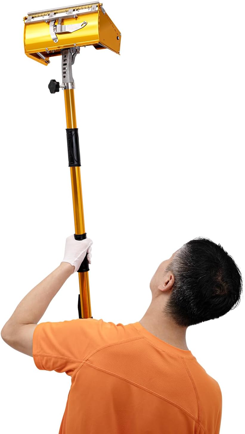 10" Drywall Flat Finishing Box Professional Drywall Tools Telescopic Drywall Flat Box 120° Adjustable Wallboard Drywall Box w/40''-64'' Telescopic Box Handle Drywall Cutter Tool