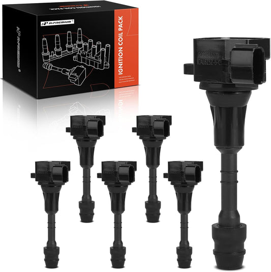 A-Premium Engine Ignition Coil Pack Compatible with Infiniti FX35 2003-2008, G35 2003-2007, M35 2006-2008 & Nissan 350Z 2003-2006, V6 3.5L, 6-PC Set