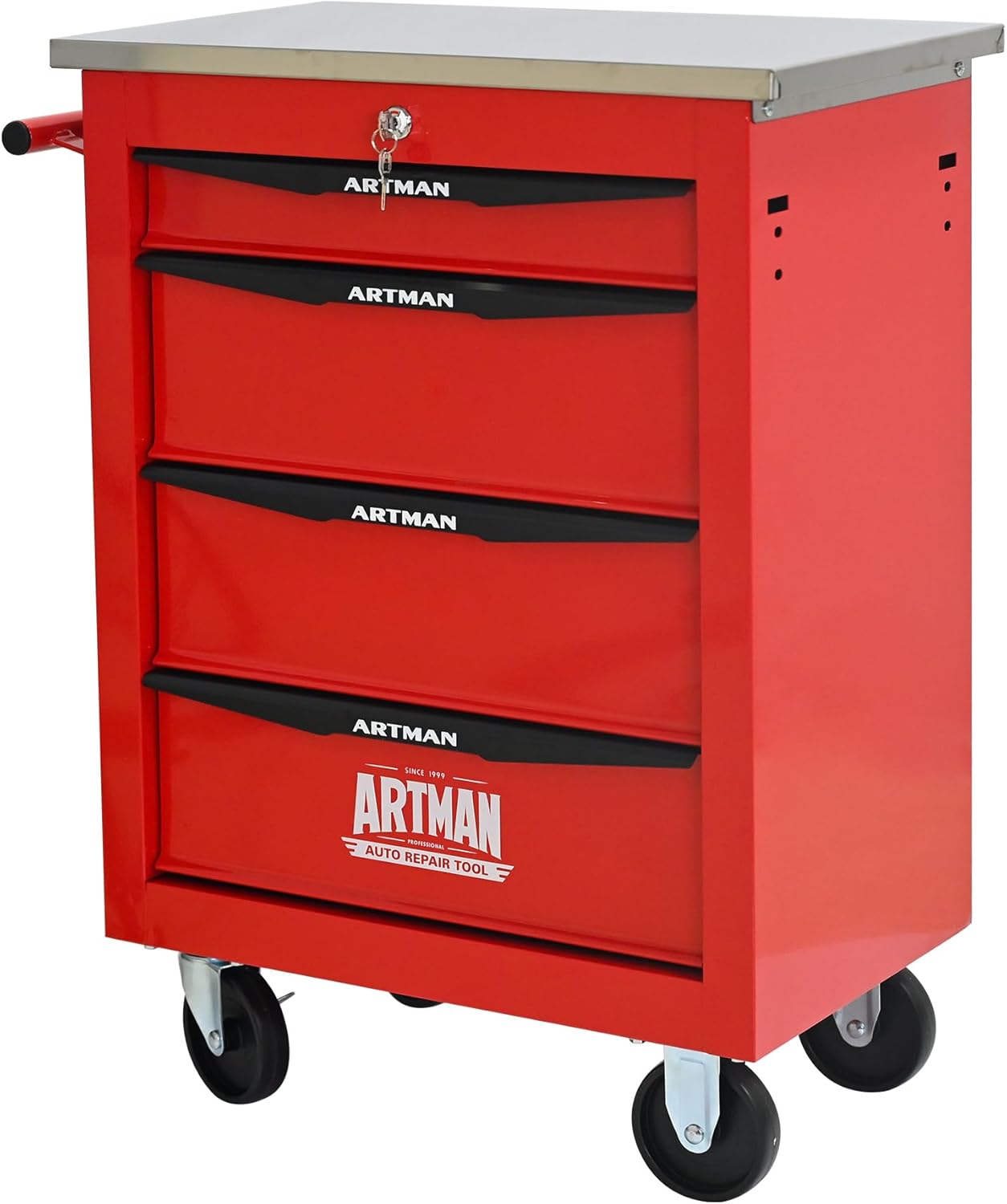 RYH 4/5/6/7 Drawer Heavy-Duty Rolling Tool Cart with Wheels & Lockable Drawers, Mobile Tool Chest with Stainless Steel Worktop, Ball-Bearing Slides for Garage,Tool Storage (Black, 7-Drawers)