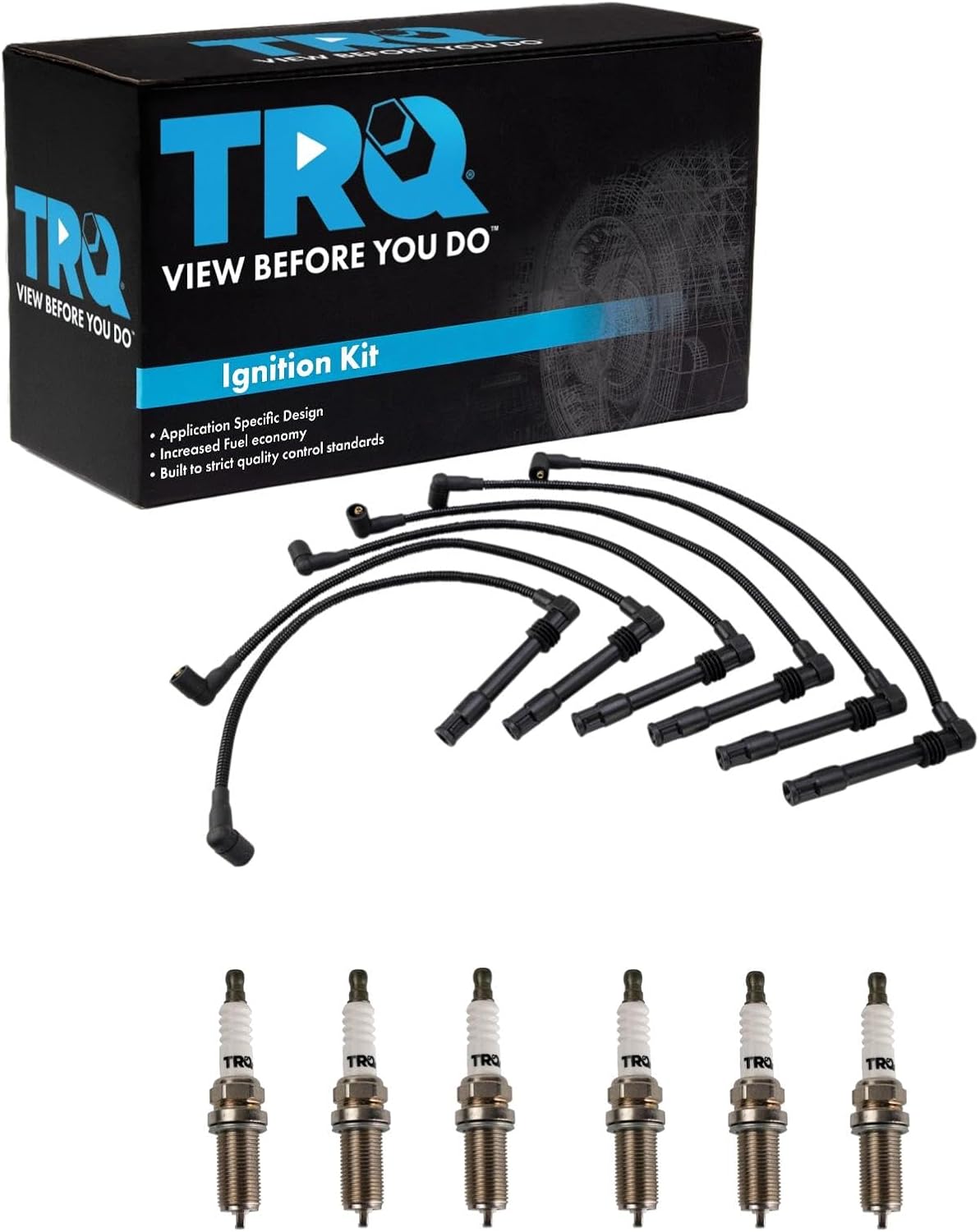 TRQ Ignition Kit Spark Plugs Wire Set Compatible with 2011-2019 Ford Fiesta