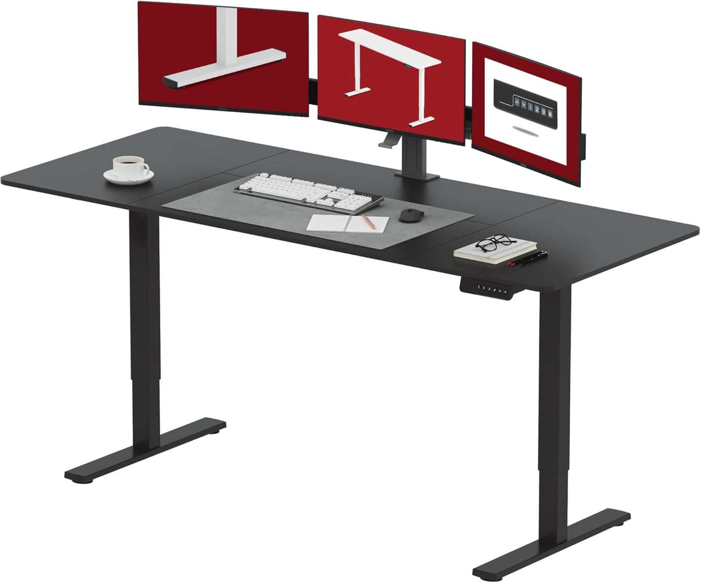 SANODESK Electric Standing Desk 48x24 Inch Height Adjustable Stand Up Desk Home Office Computer Workstation Sit Stand Home Office Desk with Splice Board (White Frame + Maple Top)