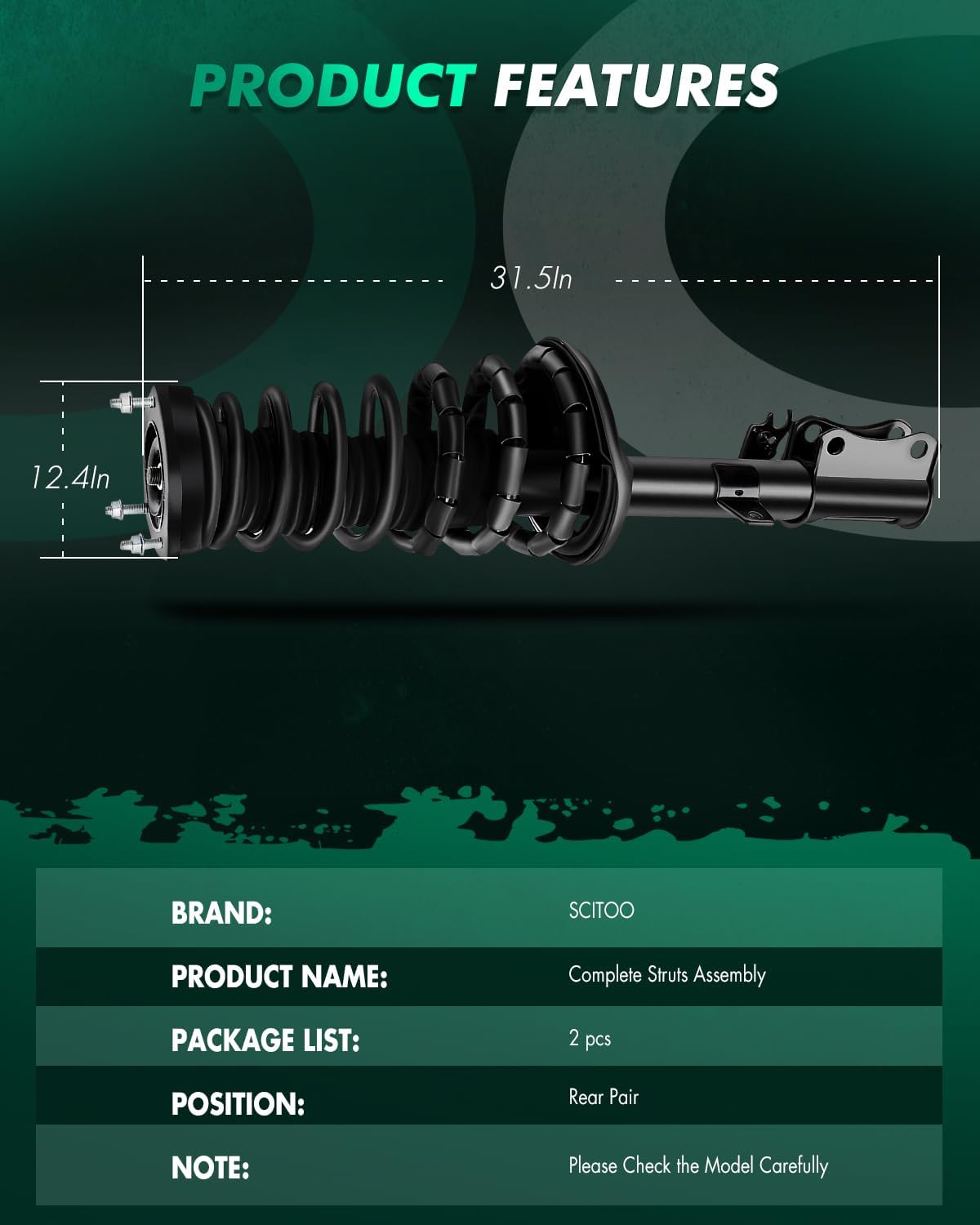 SCITOO 2Pcs Struts and Shocks Complete Assembly for Lexus ES300,for Toyota Avalon,for Toyota Camry 271681 Shock Absorber