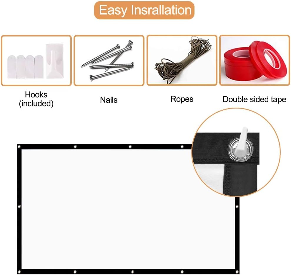 16:9 Thicken Foldable 100 inch Projector Screen Matt White Front Rear HD 3D Screen for Projection Screen Home Theater