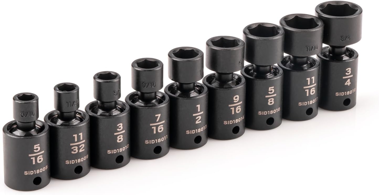TEKTON 3/8 Inch Drive 6-Point Universal Joint Impact Socket Set with Case, 34-Piece (1/4-1 in., 6-24 mm) | SID97303