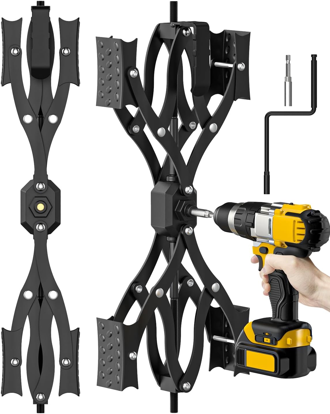 X Chocks XL [Extended Allow Drill Adjust], A Pair 4'' to 17'' Wheel Stabilizer for Travel Trailers, RV Tire Stabilizers Locked Chocks for Campers Travel Trailers Trucks, Wheel Scissor with Wrench