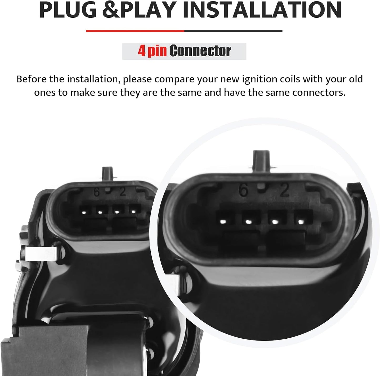 Round Ignition Coil Packs Spark Plugs fit for V8 5.3 6.2 2014 2015 2016 2017 2018 2019 2020 Chevy Silverado 1500 Suburban Tahoe Corvette Camaro, GMC Sierra Yukon XL, Cadillac Escalade CTS ESV, UF742