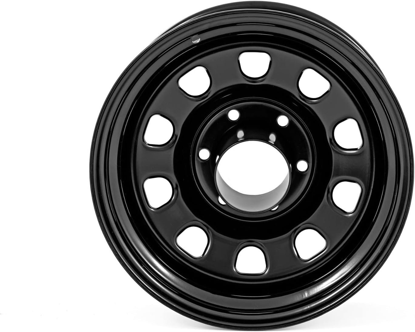 Rough Country Daytona Steel Wheel - 16x8, 5x4.5" Bolt Pattern, 6mm Offset, 10-Slot D-Window Design, Gloss Black