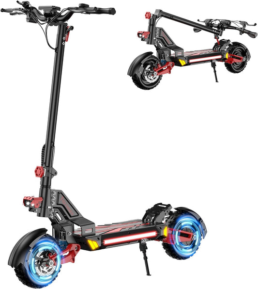 V2 5600W Dual Motor Electric Scooter for Adults, 48V20AH Lithium Battery, Up to 45MPH, 55 Miles Range, Dual Suspension, Dual Brakes, 3 Speed Modes, LCD Display – Off-Road Folding E Scooter