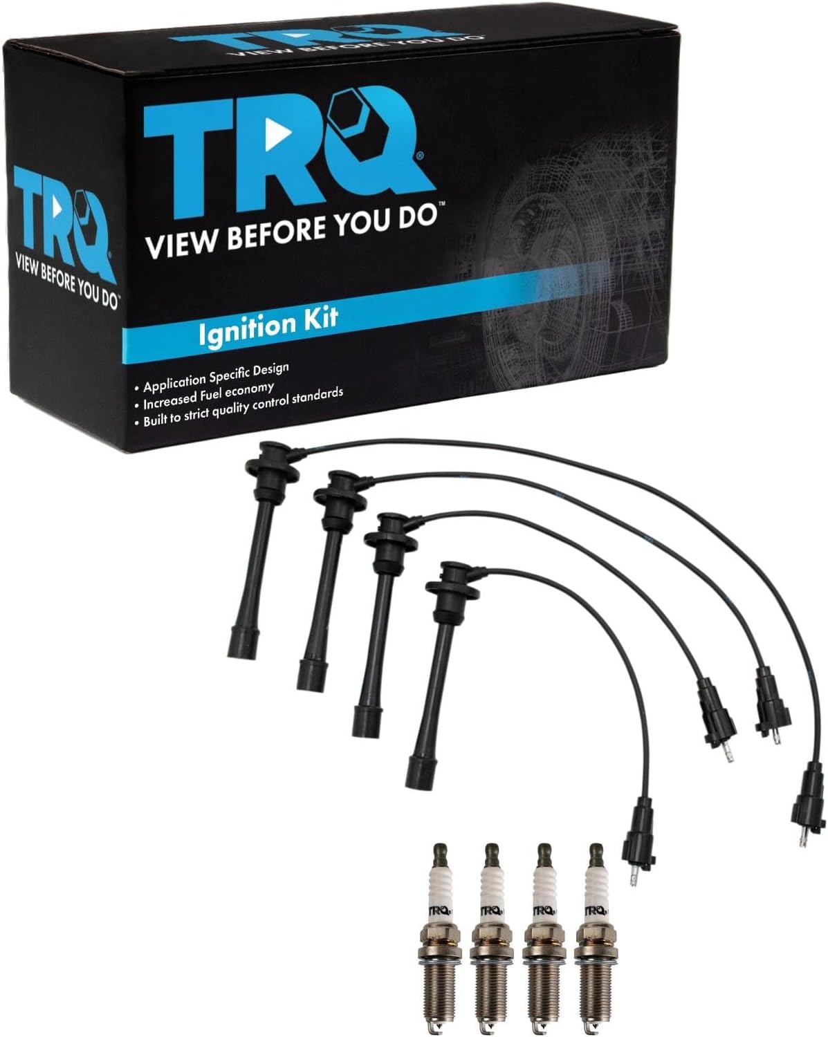 TRQ Ignition Kit Spark Plugs Wire Set Compatible with 2011-2019 Ford Fiesta