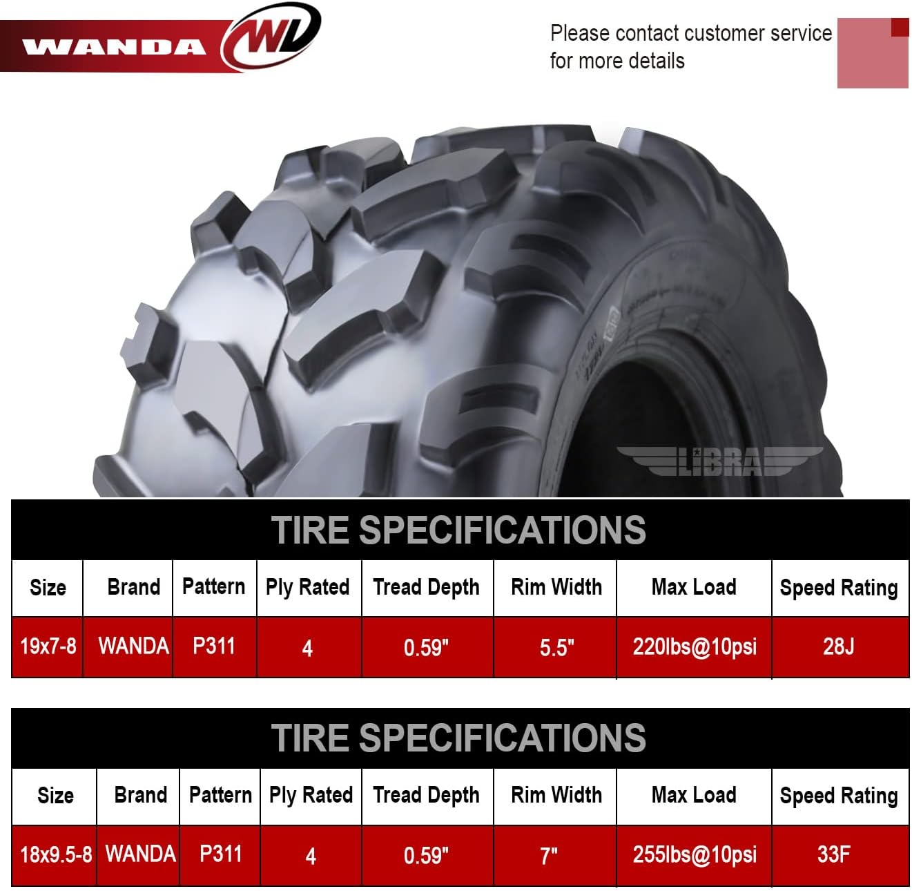 WANDA Set 4 ATV Go Kart tires 145/70-6 145X70X6 & 18X9.5-8 18X9.5X8 4PR
