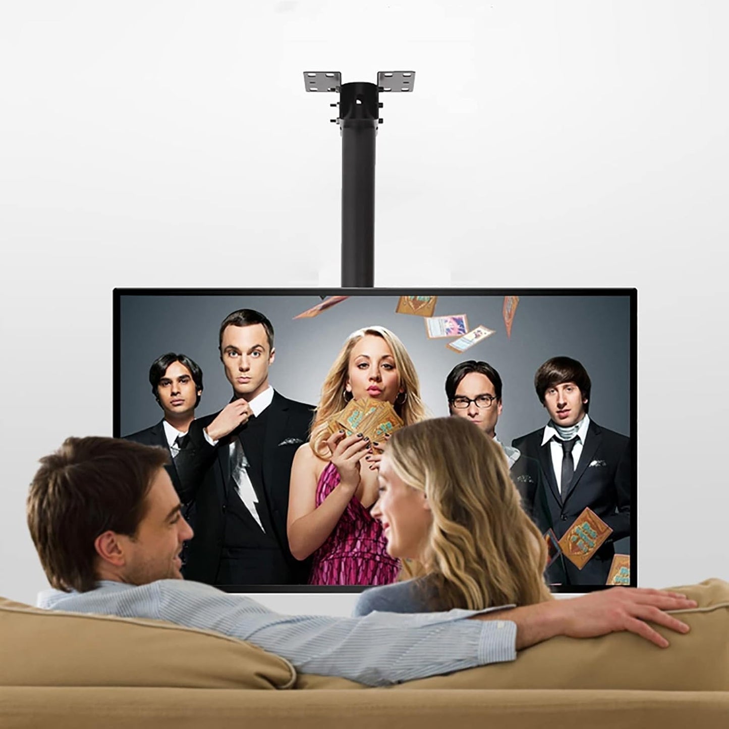 Ceiling TV Mount Bracket - Tilt and Rotatable TV Stand Fits 50-80 Inch TVs,with Loading 100kg/220Lbs,Two Types of Installation,1.6,2.6m