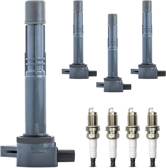 4pcs Ignition Coil Packs 4pcs Iridium Spark Plugs Compatible With 06-11 CSX (Except Type-S) 02-06 RSX Base 04-08 TSX 02-05 Civic 2.0L 03-07 Accord 2.4L 02-09 CR-V 2.4L 03-11 Element 2.4L