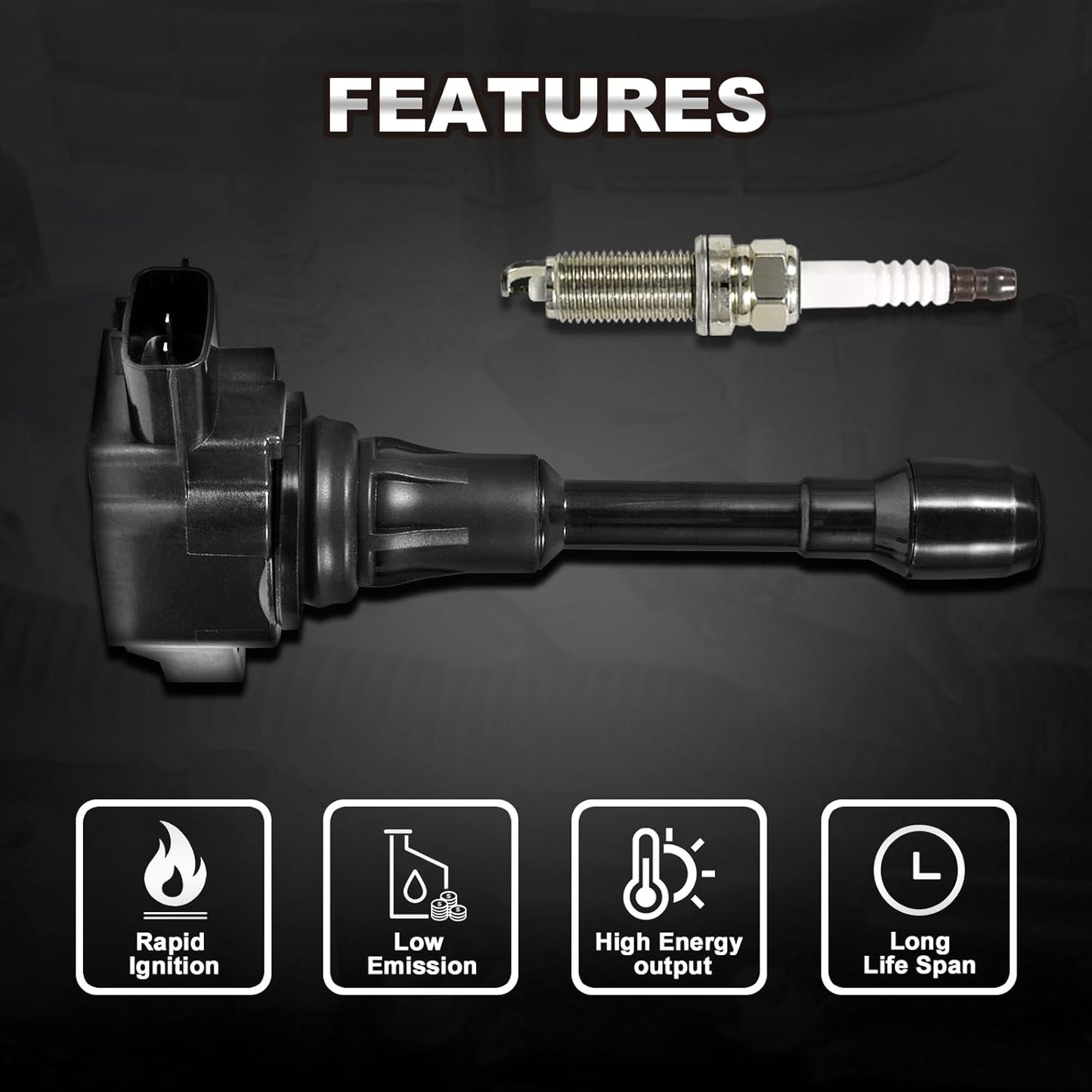 UF549 Set of 4 Ignition Coil Packs & Spark Plugs Compatible with Nissan Infiniti Altima Sentra Versa Rogue Cube QX60 NV200 Replace# 22448-ED000, 22448-JA00A, 22448-JA00C