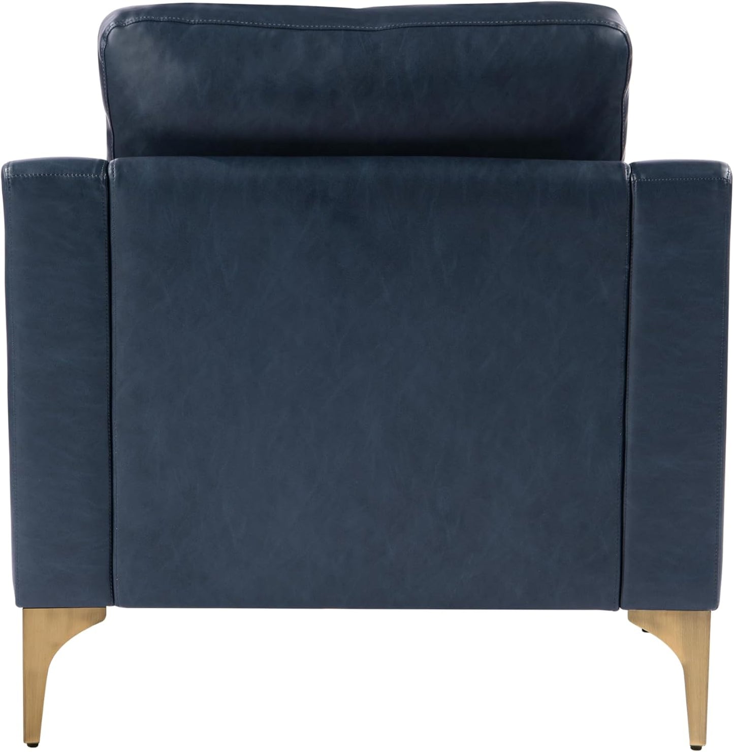 Serta Triton 33.5" Arm Chair, Transitional Modern, Dreamcoil Comfort, Metal Legs, Vegan Leather, Navy Blue