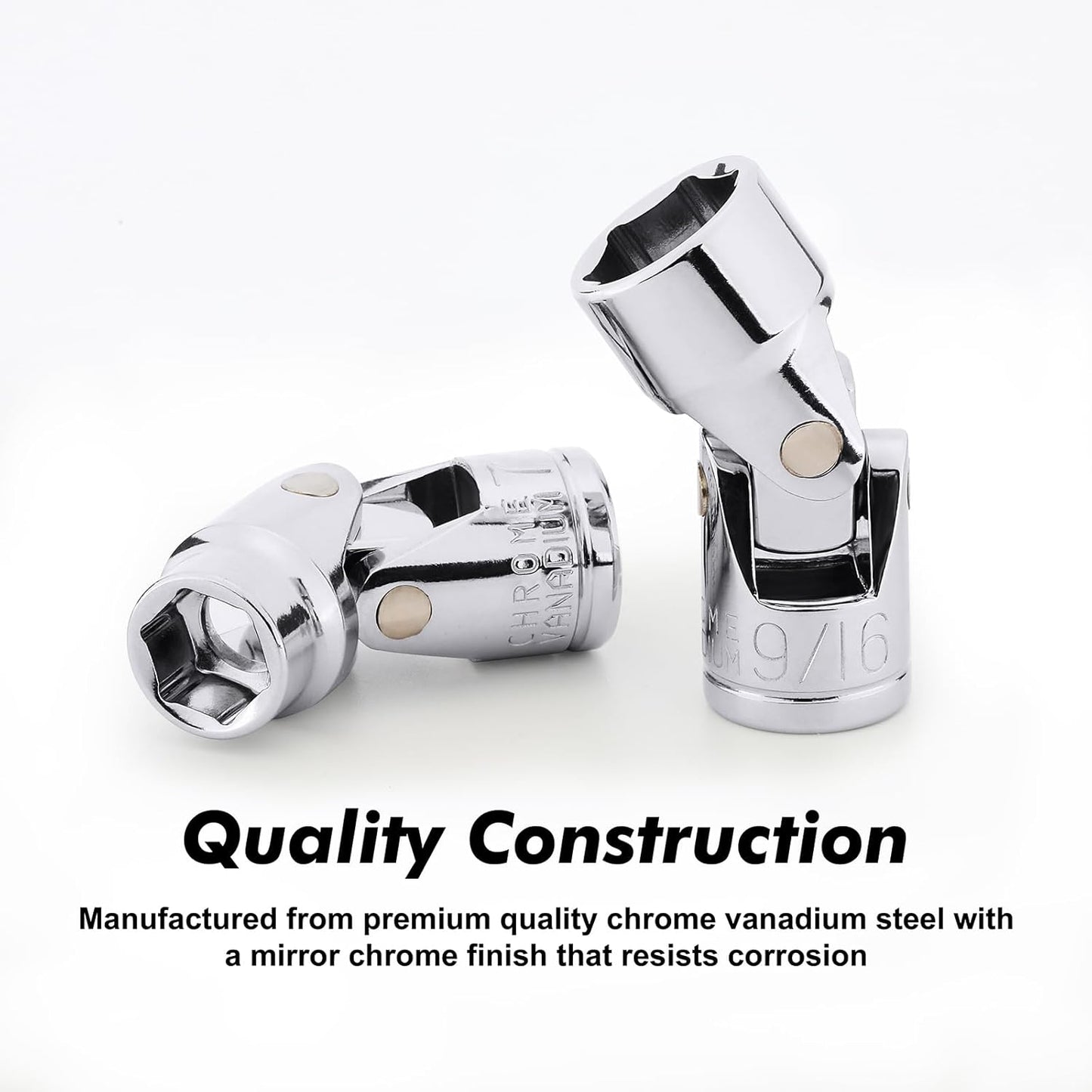 CASOMAN 17PCS 3/8" Drive Universal Flex Socket Set, SAE&Metric, 3/8" to 3/4", 10mm to 19mm, 6-Point, CR-V, Swivel Head, 360 Degree Access