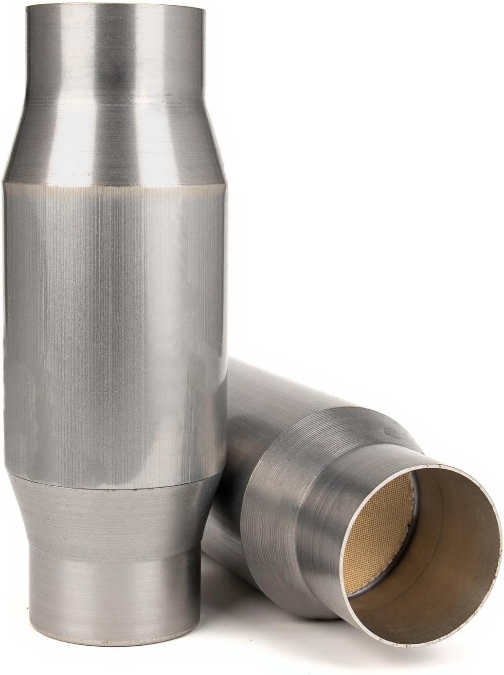 2.5 Inch Inlet/Outlet Universal High Flow Front Catalytic Converter Direct-Fit with O2 Port(EPA Compliant)
