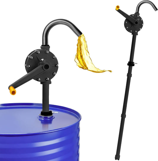15-55 Gallon Drum Pump, 10 GPM Flow, Manual Rotary Barrel Pumps, Corrosion-Resistant Chemical Pump for Rapid Transfer of Water, Cleaners, Fuel, Corrosive Chemicals, and More