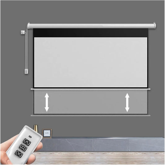 60-84 Inch 16:9 Electric Motorized Drop-Down Projection Screen with 12V Trigger Remote Control for Home Theater(WFG 72 inch)