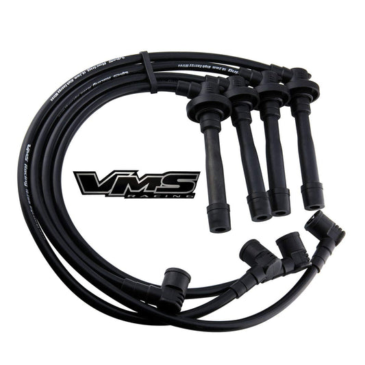 VMS RACING 92-95 Black Performance Ignition Spark Plug Wires Set Compatible with Honda Civic Dx Lx Cx Ex Si 1.5L & 1.6L Sohc Engines D15 and D16 1992-1995