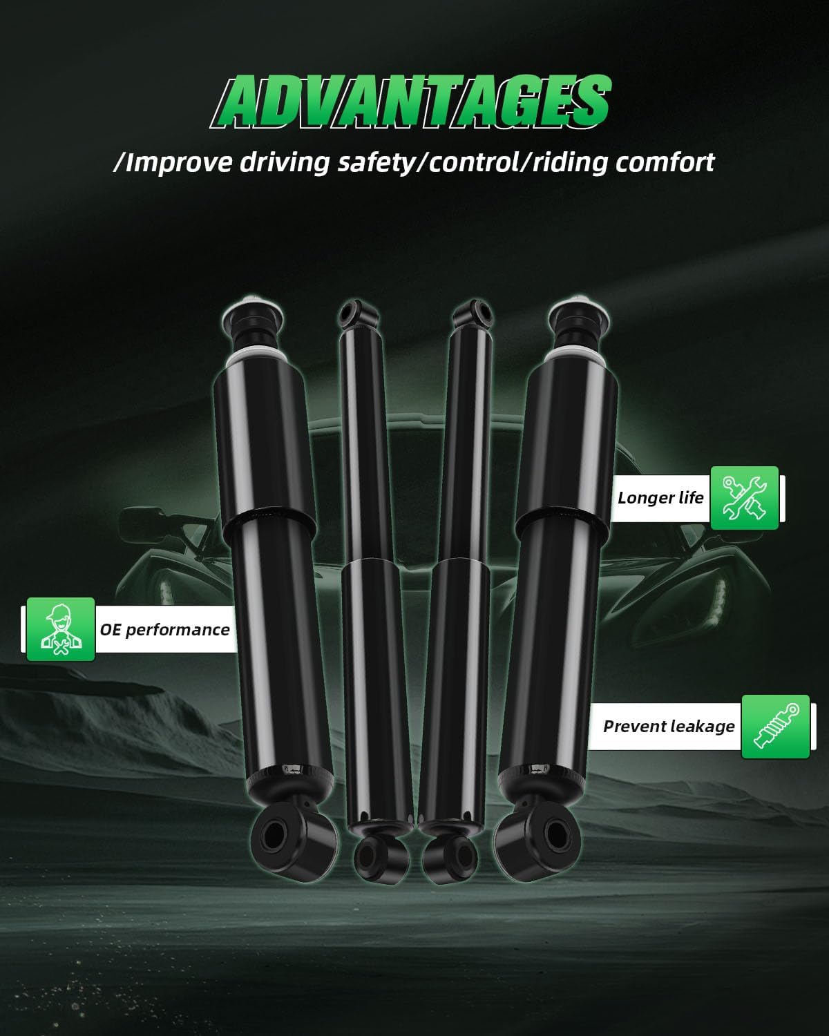 SCITOO Front and Rear Shock Absorbers Struts Compatible with 2000-2004 for Nissan for Frontier, 2000-2004 for Nissan for Xterra, Replace 344469 37245 344015 911172 Automotive Shocks 4PCS