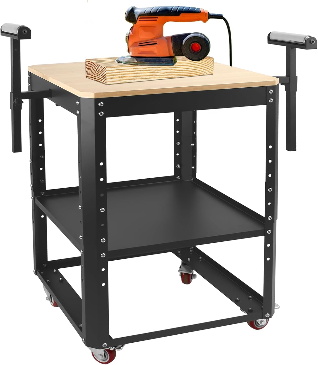 Rolling Planer Stand with Wheels,550 lbs Load Capacity Miter Saw Stand,Height Adjustable Power Tool Stand,Planer Table Stand with Extension Rollers, for Most Planers, Saws, Bench- Machines