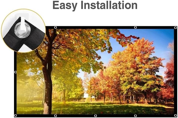 ZHCHAO Adhesive Wall without Punching Screen Cinema Grade Washable Foldable Projection Screen(120 inch)