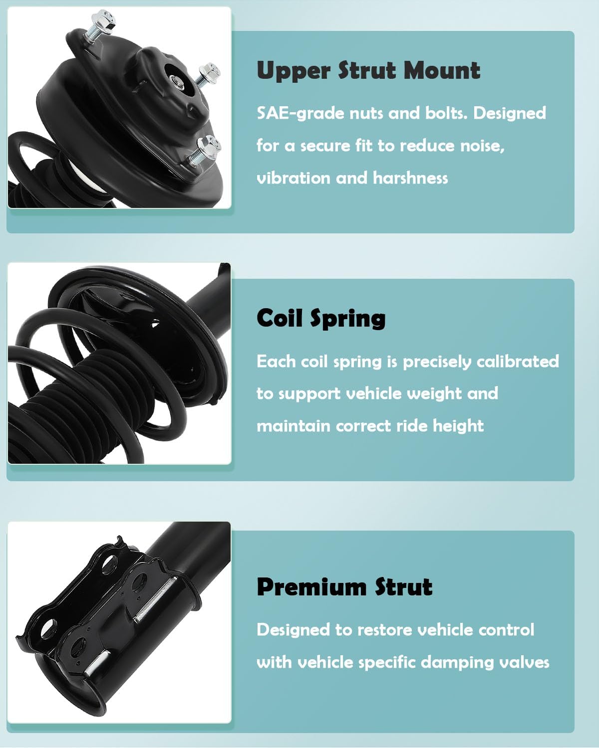 SCITOO Front and Rear Shock Absorber Assembly Fit for 2003-2008 for Hyundai Tiburon, Complete Shock and Strut Assembly Kit Fit for 172191 172192 172193 172194 4PCS